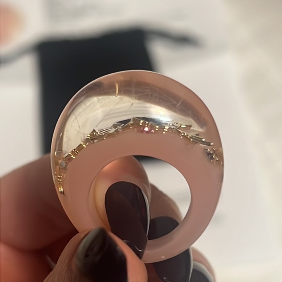 LOUIS VUITTON Pink and Gold Inclusion Dome Ring size 6.5 - Picture 9 of 13